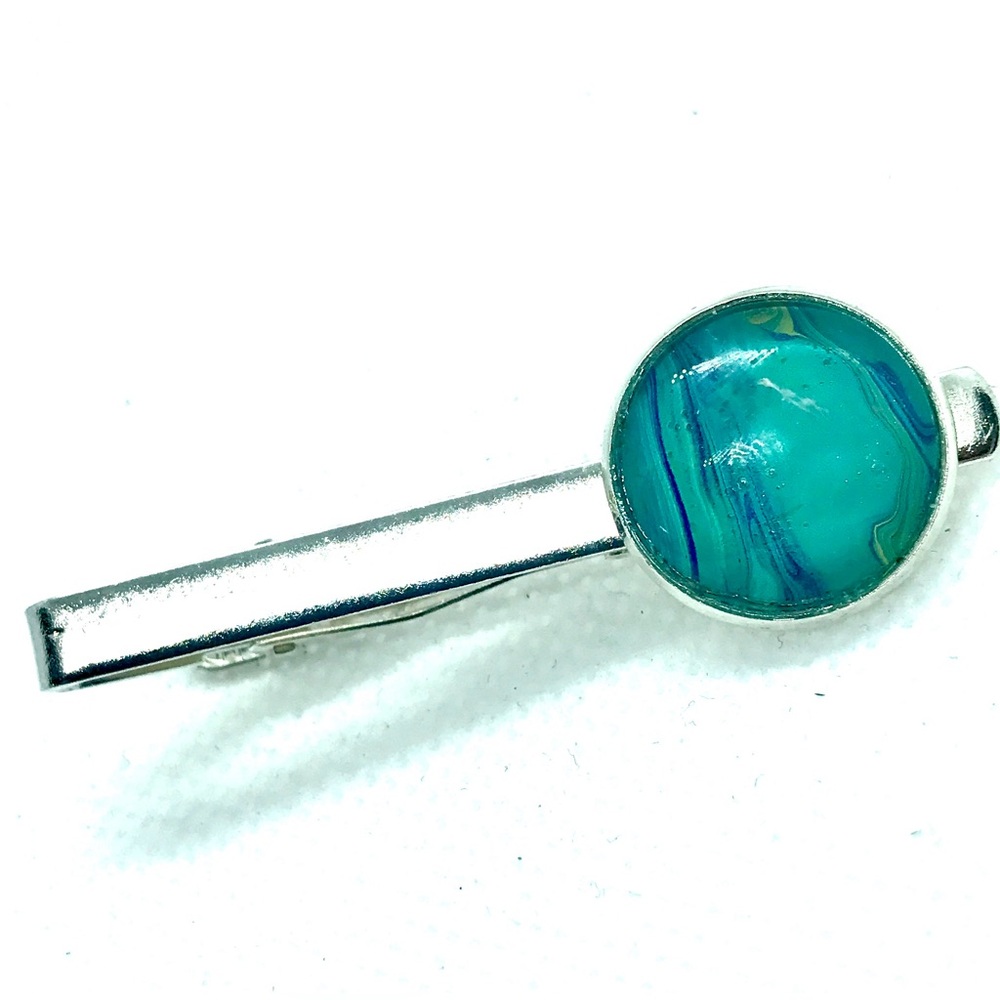 Tie clip pin silver plated 16mm handcrafted dome